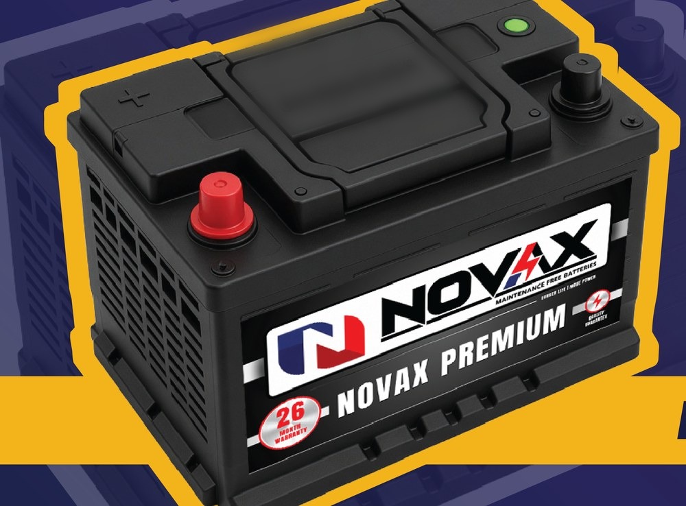 A NOVAX Premium maintenance-free automotive battery